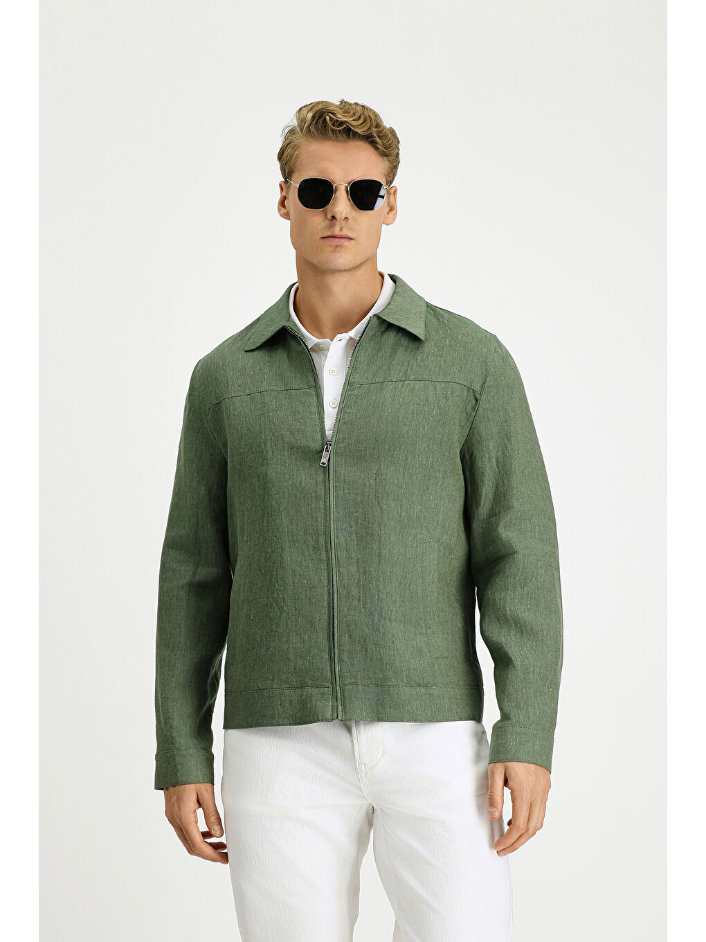 Haki Mevsimlik Keten Mont-2