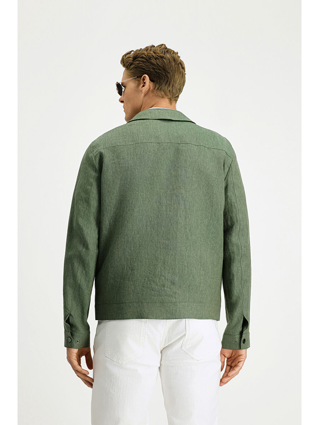 Haki Mevsimlik Keten Mont-3