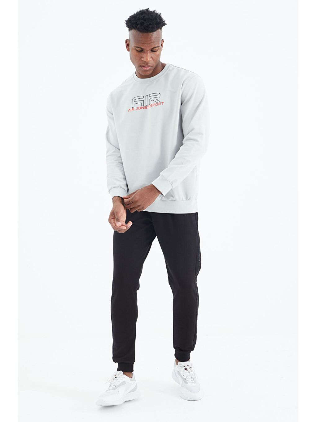 AIR JONES Bej Willy Taş Standart Kalıp Erkek Sweatshirt - 88307 - 2