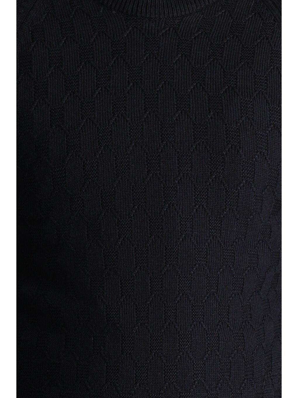 Lacivert Bisiklet Yaka Regular Fit Desenli Triko Kazak-4