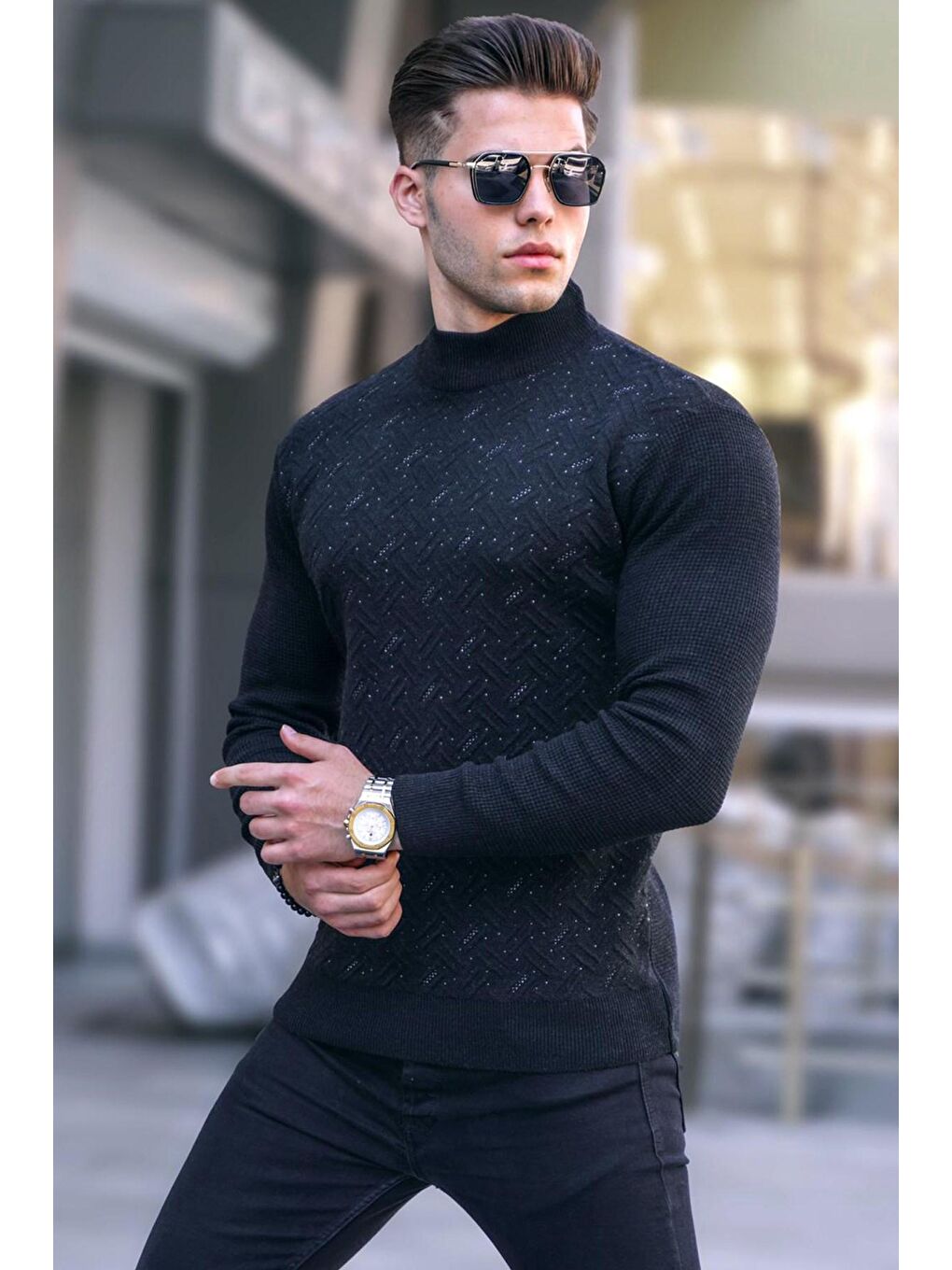 Antrasit Yarım Balıkçı Yaka Triko Kazak 5969