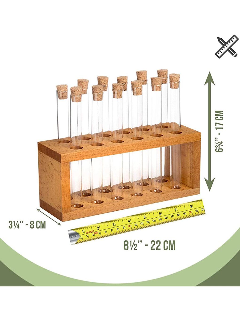 Karışık Felisa 12'li Deney Tüpü Dekoratif Baharatlık Seti Ahşap Stantlı-3