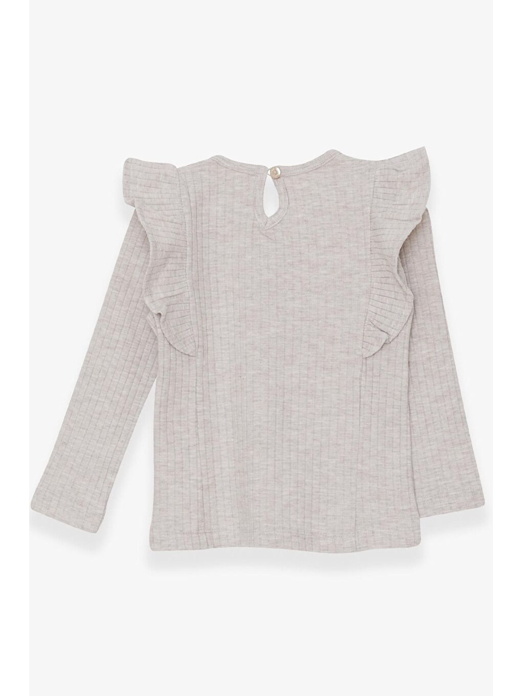 Kız Çocuk Uzun Kollu Bluz Omuzu Fırfırlı Bej Melanj (1.5-5 Yaş)-1