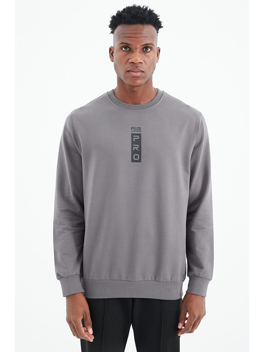 AIR JONES Leroy Koyu Gri O Yaka Erkek Sweatshirt - 88306