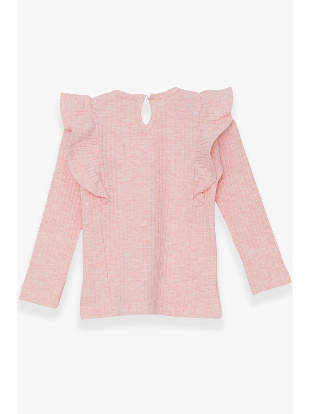 Pembe Kız Çocuk Uzun Kollu Bluz Omuzu Fırfırlı Somon Melanj (1.5-5 Yaş)-3