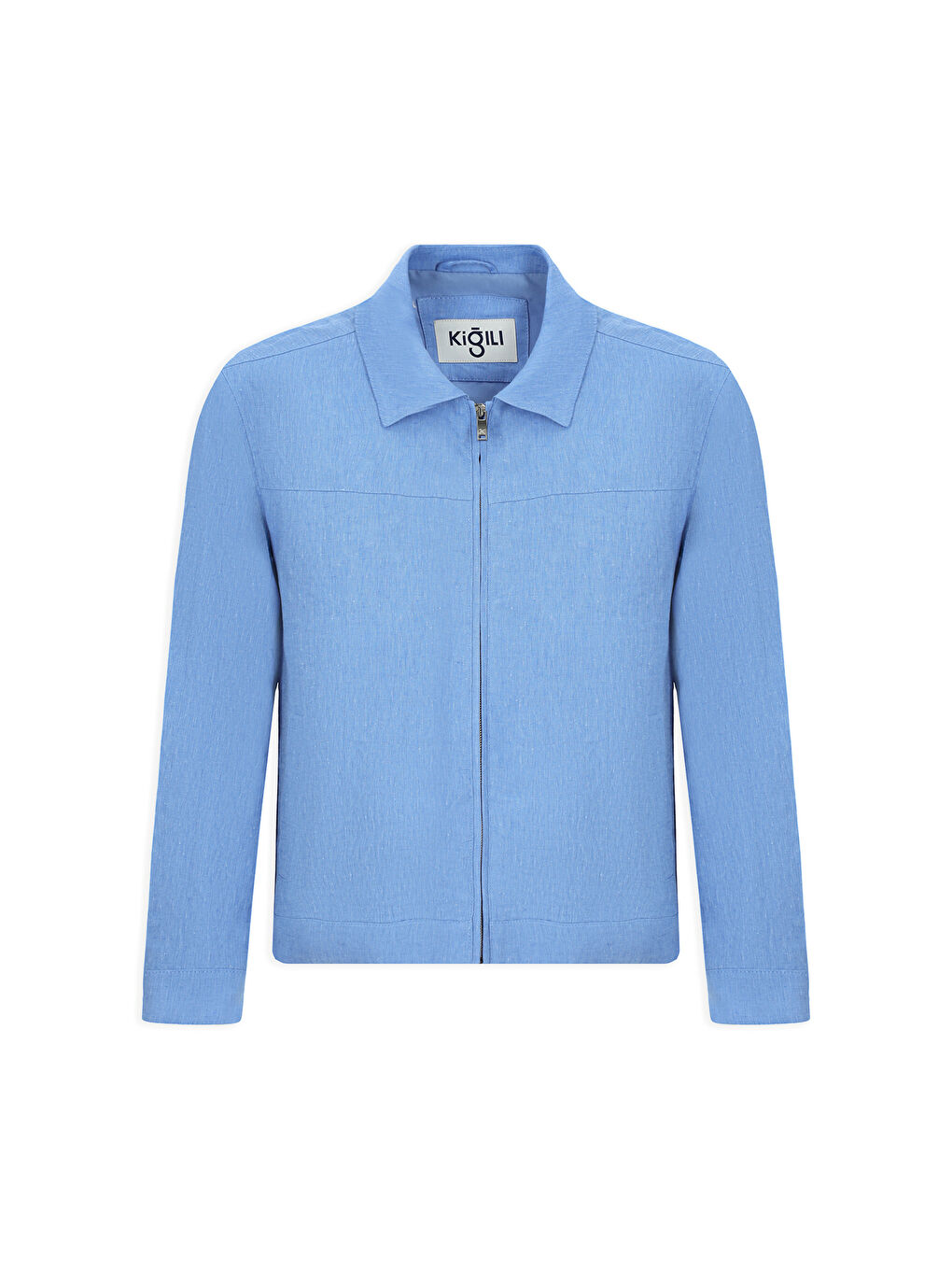 Mavi Mevsimlik Keten Mont-6