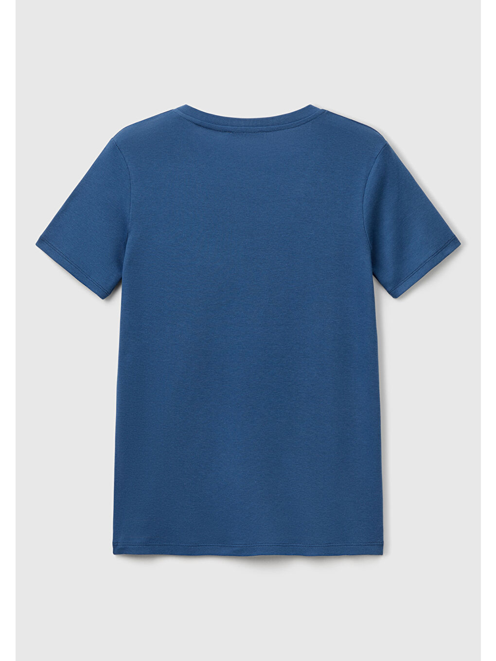 Kadın Gece Mavisi %100 Pamuk V Yaka Basic Tişört-1