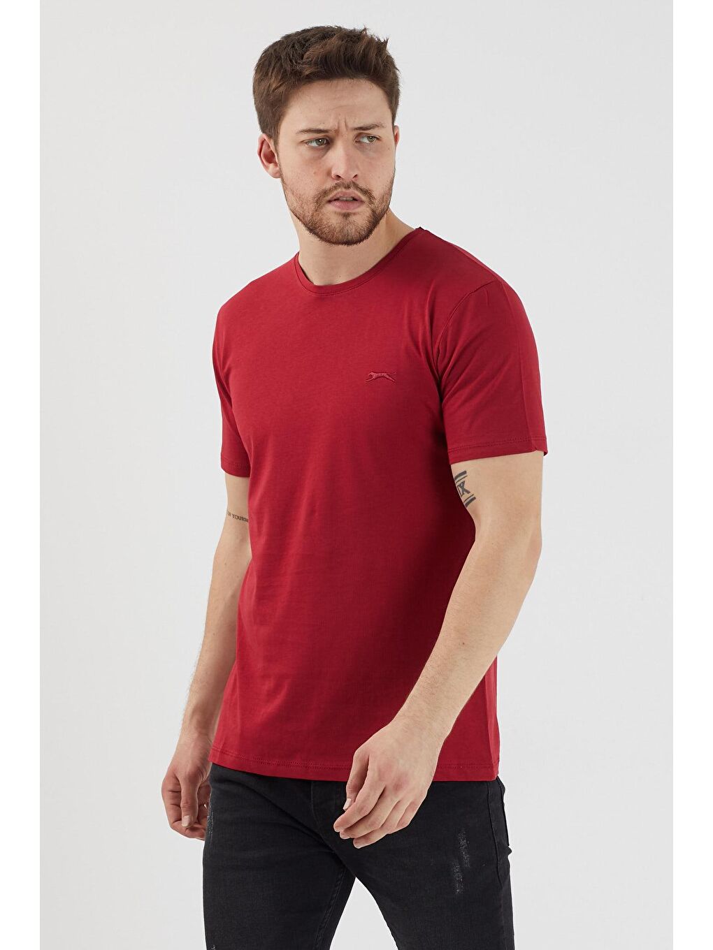 SANDER KTN Erkek %100 Pamuk Tişört Bordo-2