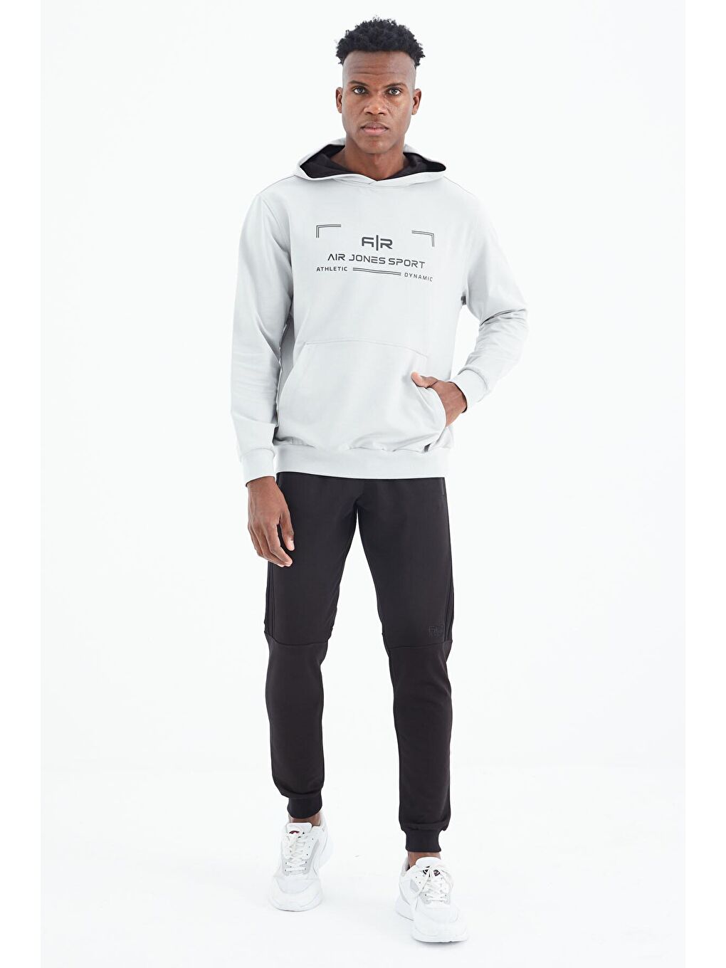 AIR JONES Bej Galvin Taş Kapüşonlu Erkek Sweatshirt - 88304 - 1