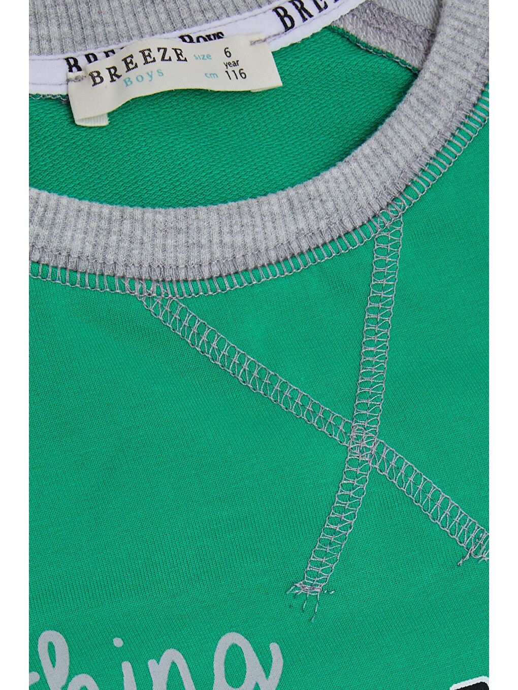 Erkek Çocuk Sweatshirt Yazı Baskılı Cepli Yeşil (5-10 Yaş)-2