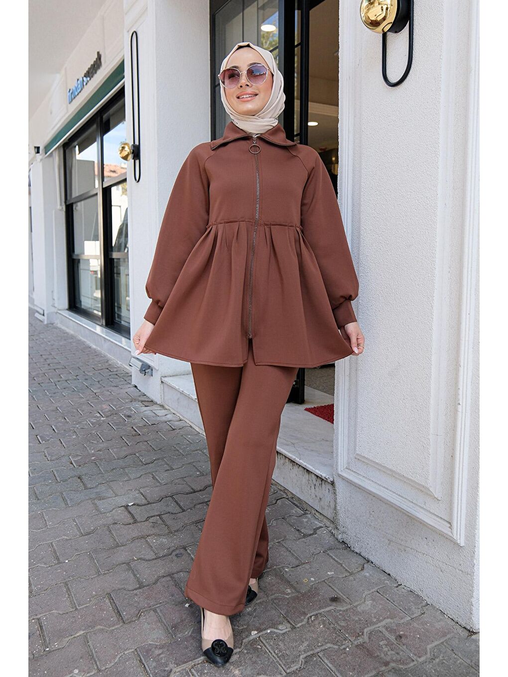 Kadın İkili Scuba Takım Kahverengi