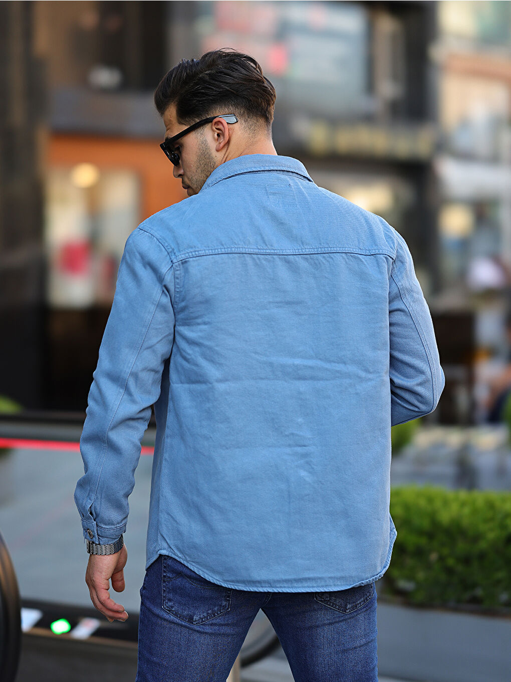 comstar İndigo Erkek Oversize Geniş Kesim Denim Çift Cep Ceket Gömlek - 3