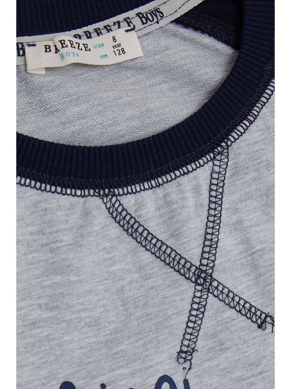 Erkek Çocuk Sweatshirt Yazı Baskılı Cepli Açık Gri Melanj (5-10 Yaş)-2