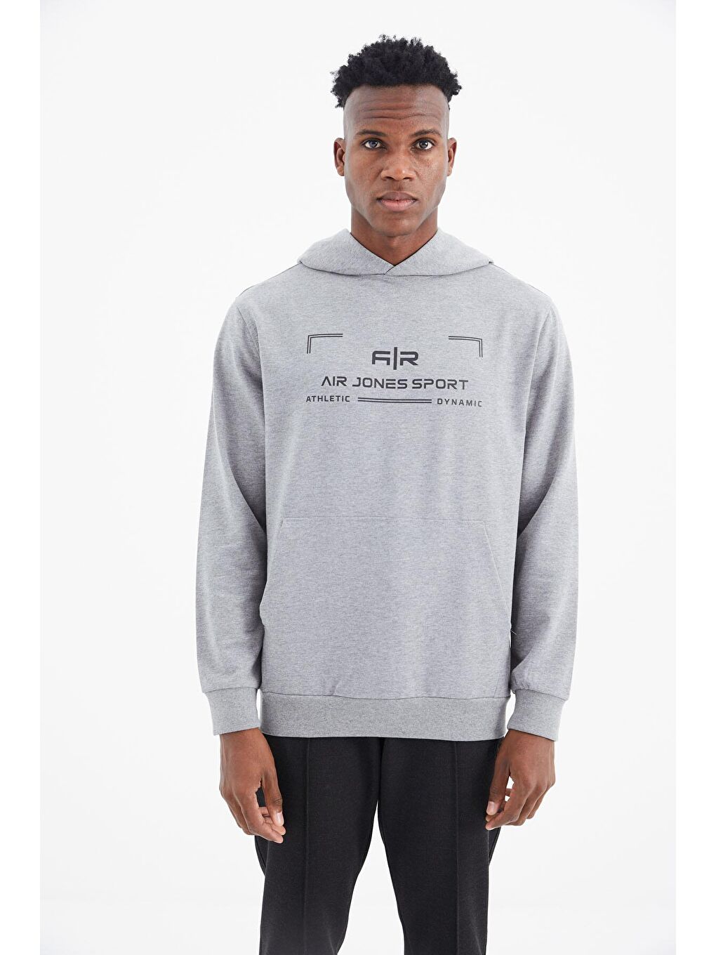 AIR JONES Galvin Gri Melanj Kapüşonlu Erkek Sweatshirt - 88304