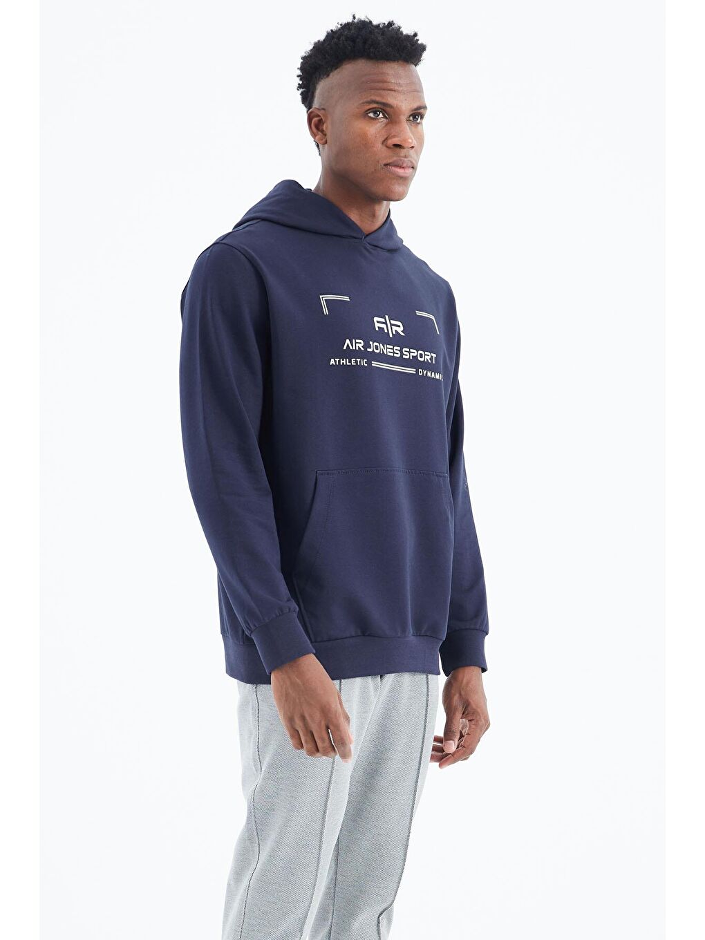 AIR JONES Galvin İndigo Kapüşonlu Erkek Sweatshirt - 88304 - 2