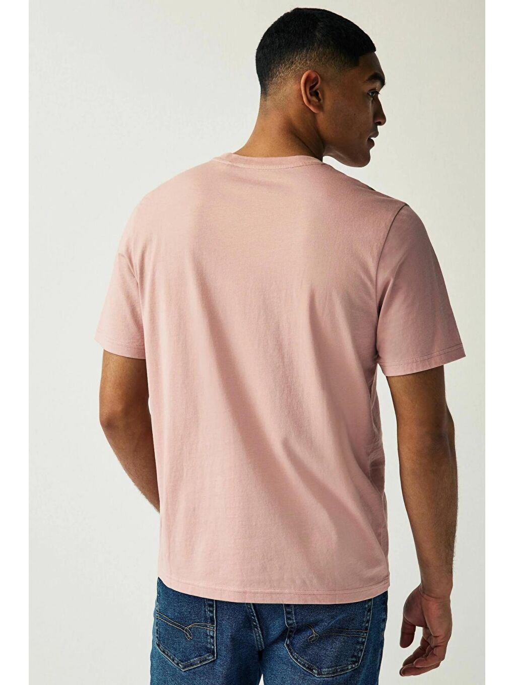 Süperlife Pembe Erkek Bisiklet Yaka Slim Fit Air Baskılı Tişort SPR21Y23 - 2