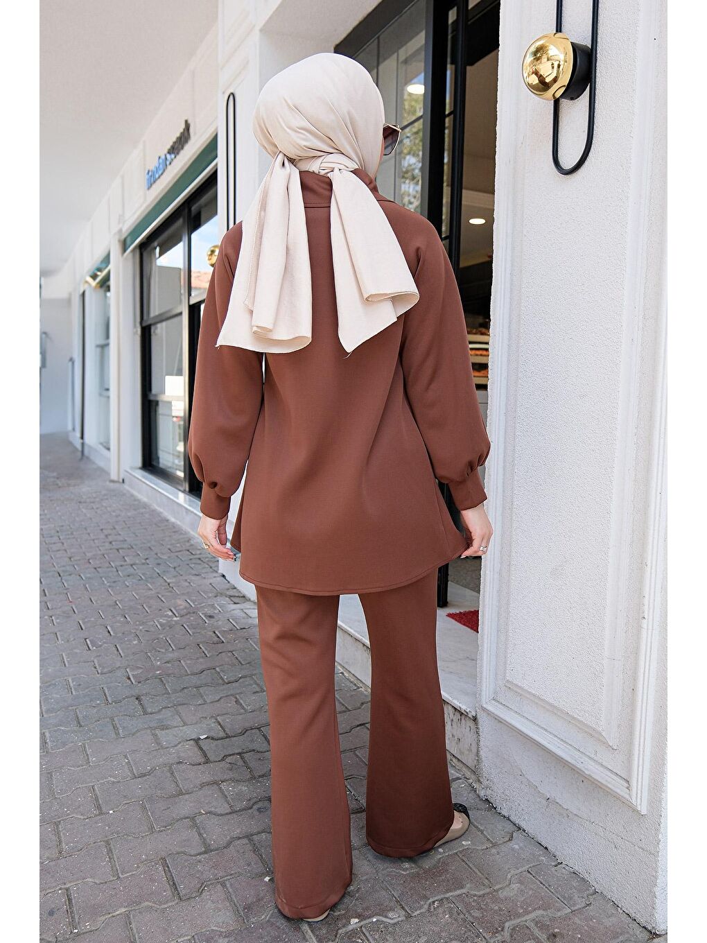 Kadın İkili Scuba Takım Kahverengi-4