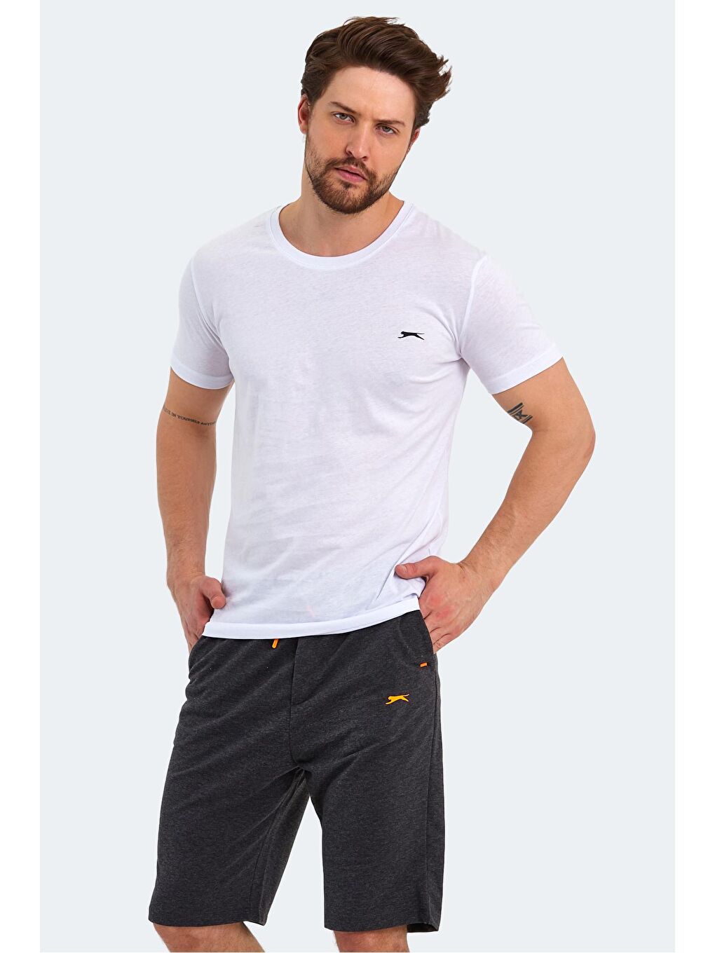 SANDER KTN Erkek %100 Pamuk Tişört Beyaz-4