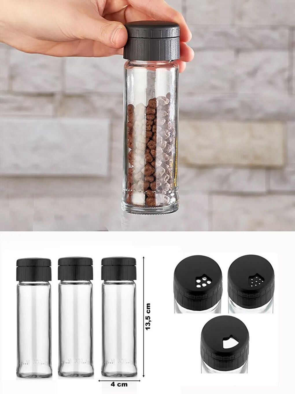 Karışık Lisa 5'li Baharatık Seti Mt. Ahşap Stantlı-3