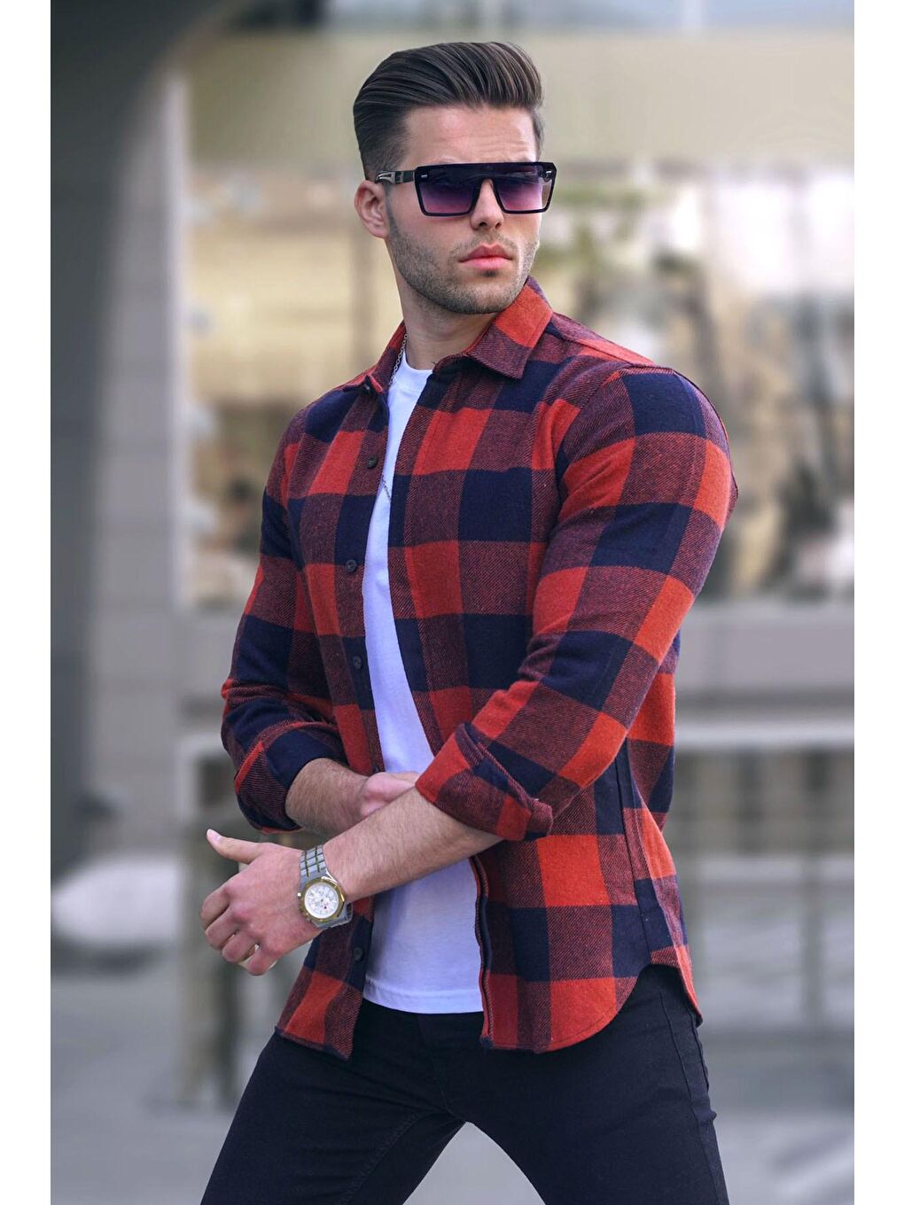 Kahverengi Ekoseli Kiremit Oduncu Gömlek 4664