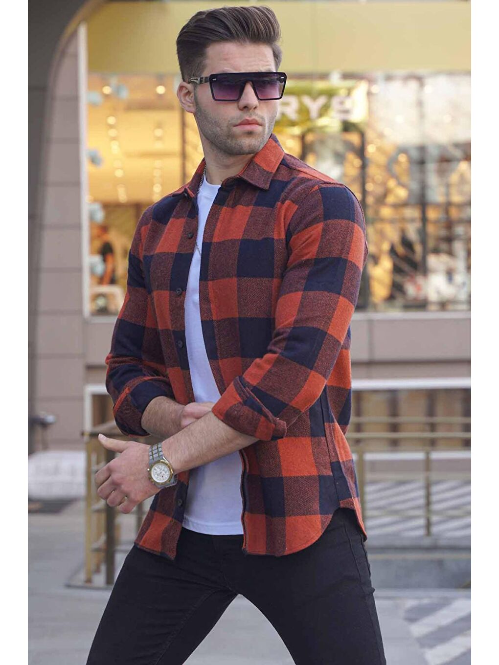 Kahverengi Ekoseli Kiremit Oduncu Gömlek 4664-2