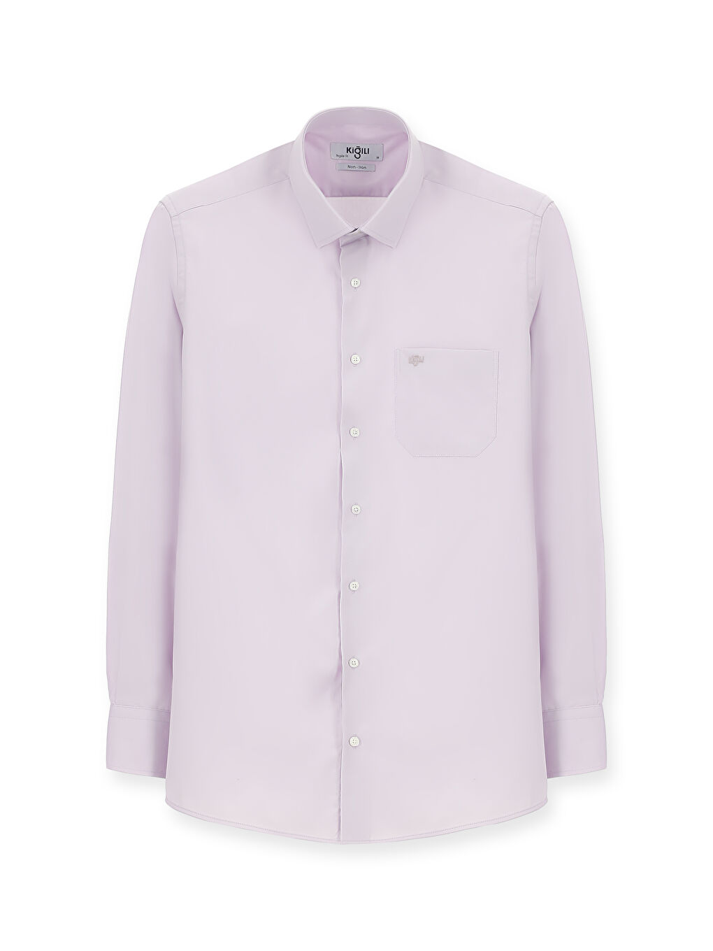 Lila Uzun Kol Non Iron Saten Klasik Pamuklu Büyük Beden Gömlek-4