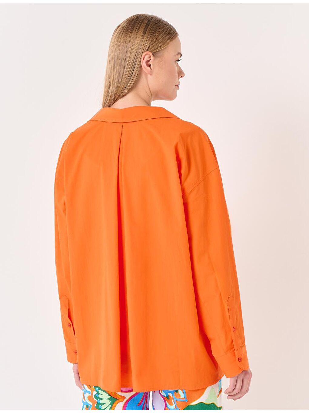 Turuncu Uzun Kol Gömlek Yaka Dokuma Gömlek-4