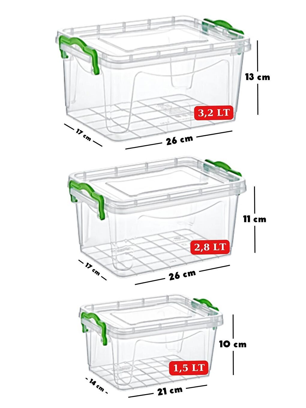 Nandy Home Karışık Elite Line Mikrodalga ve Difrizde Kullanılabilen Saklama Kabı 3'Lü Set ŞEFFAF - 1