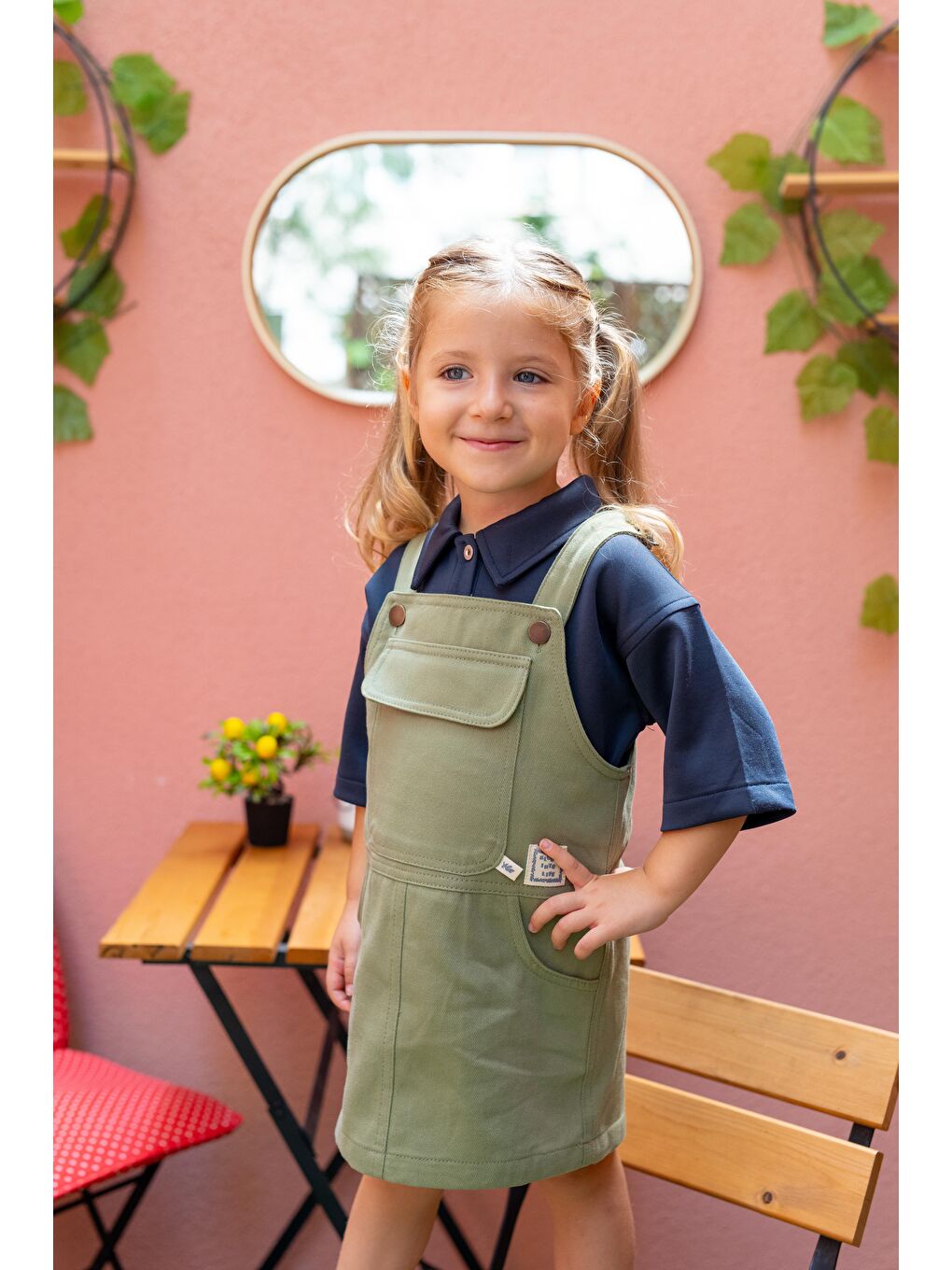 Yeşil Kız Çocuk Gabardin Salopet