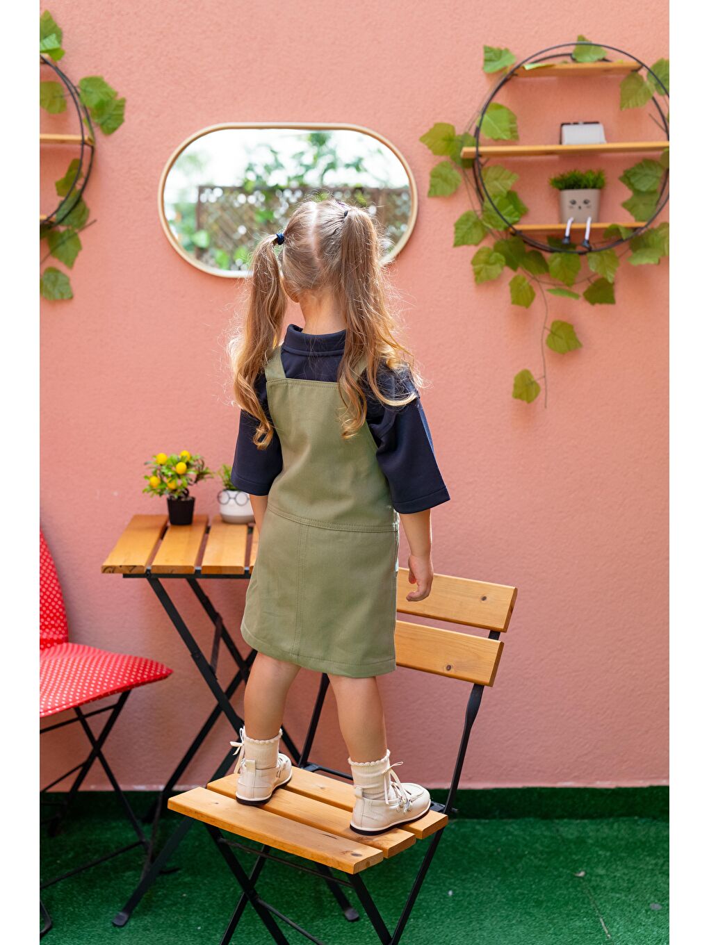 Yeşil Kız Çocuk Gabardin Salopet-1