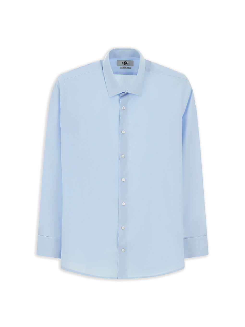 Mavi Uzun Kol Slim Fit Dar Kesim Klasik Manşetli Pamuk Gömlek-5