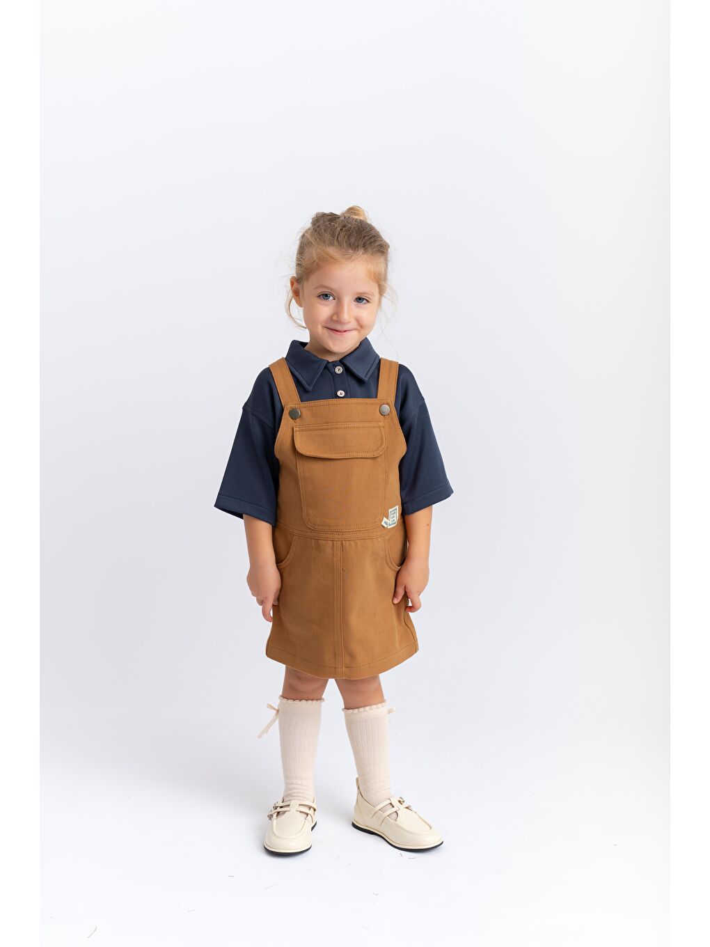 Kahverengi Kız Çocuk Gabardin Salopet