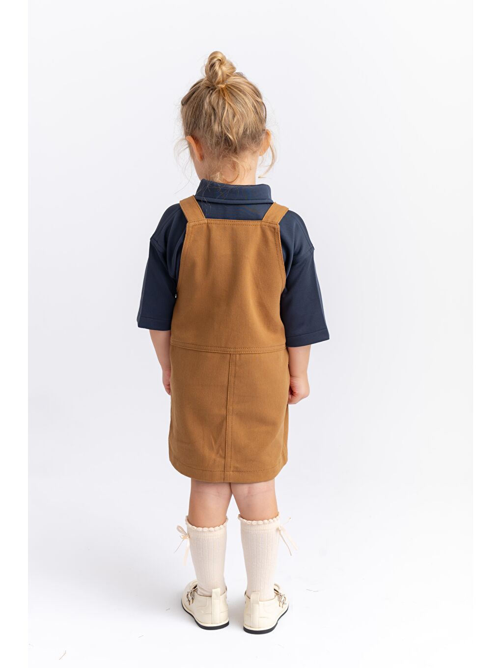 Kahverengi Kız Çocuk Gabardin Salopet-1