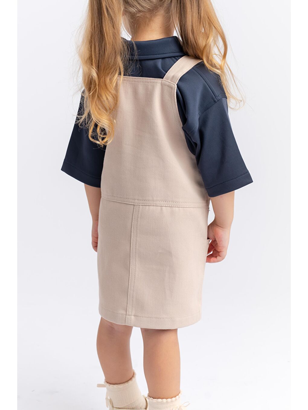 Bej Kız Çocuk Gabardin Salopet-1