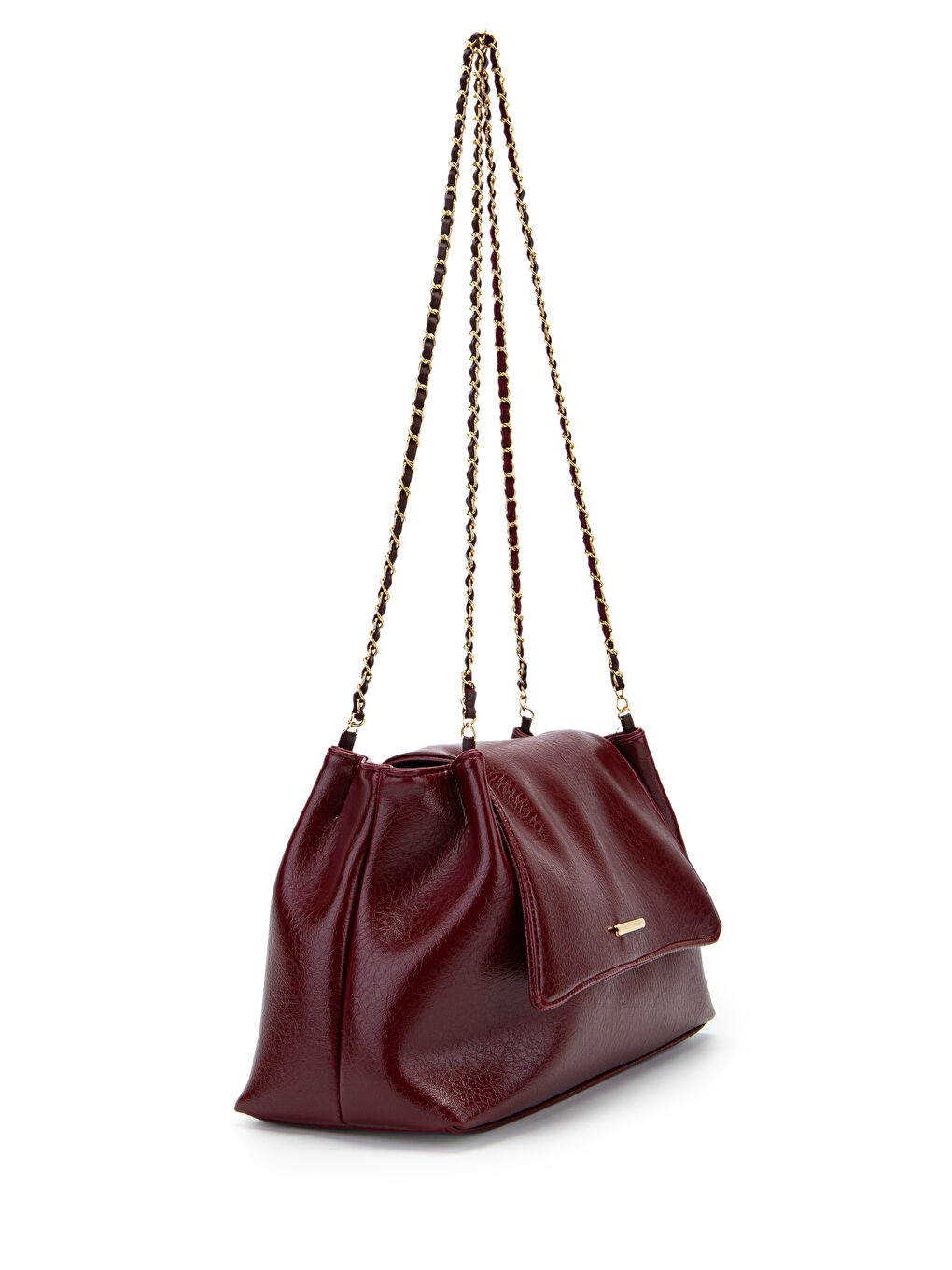 Kapaklı Zarif Tasarım Sarrah Kadın Omuz Çanta Bordo-1