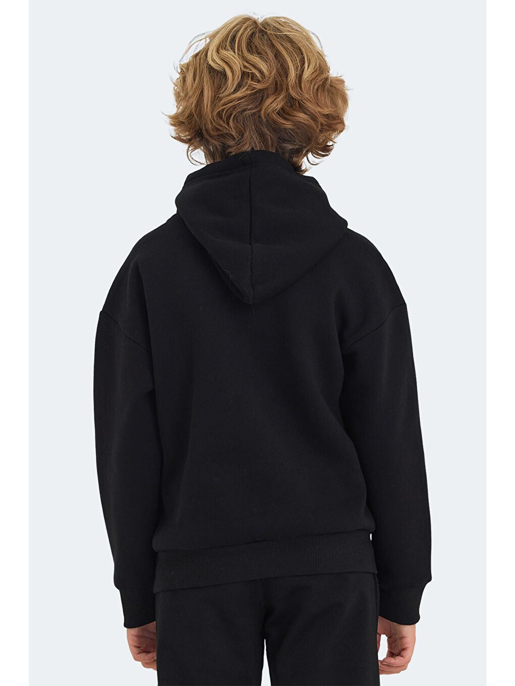 LEVON Unisex Çocuk Kapüşonlu Cepli Siyah Sweatshirt-1