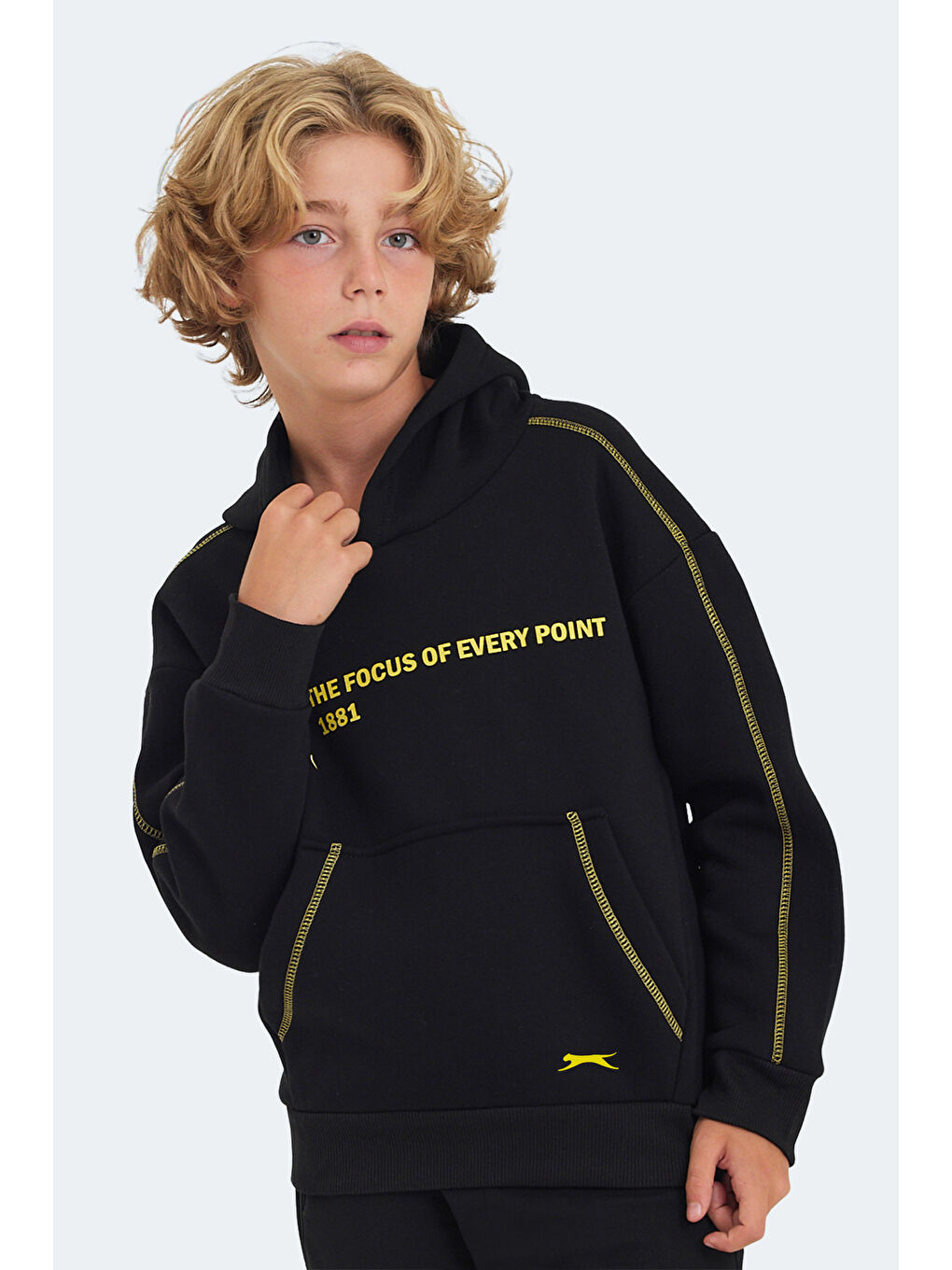 LEVON Unisex Çocuk Kapüşonlu Cepli Siyah Sweatshirt-2