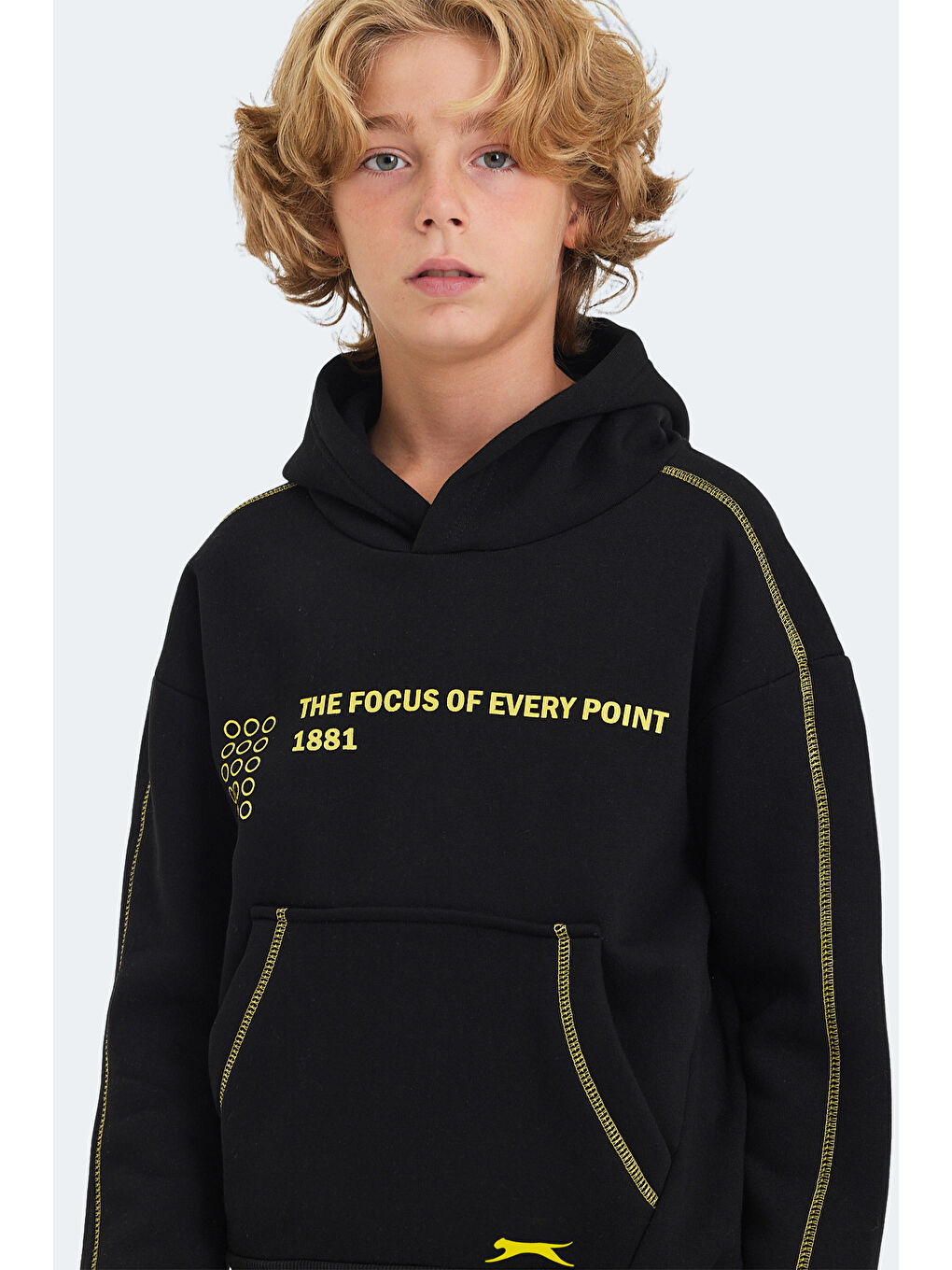 LEVON Unisex Çocuk Kapüşonlu Cepli Siyah Sweatshirt-3