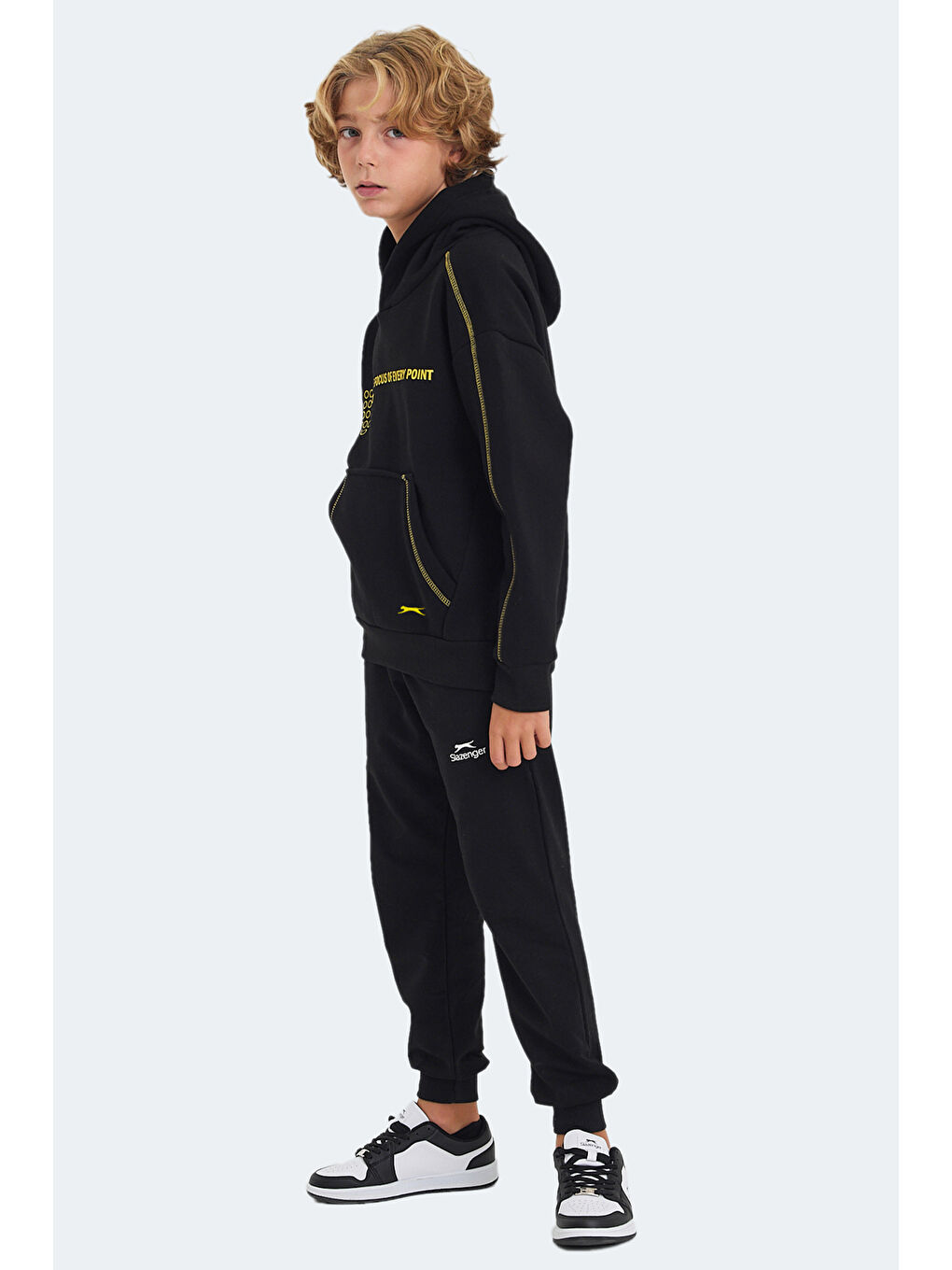 LEVON Unisex Çocuk Kapüşonlu Cepli Siyah Sweatshirt-6