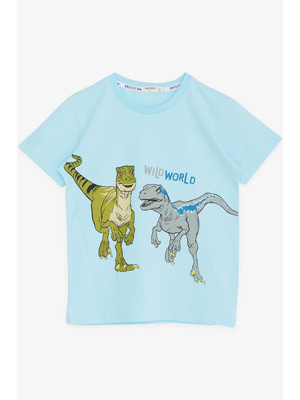 Erkek Çocuk Tişört Dinozor Baskılı Açık Mavi (5-10 Yaş)-1