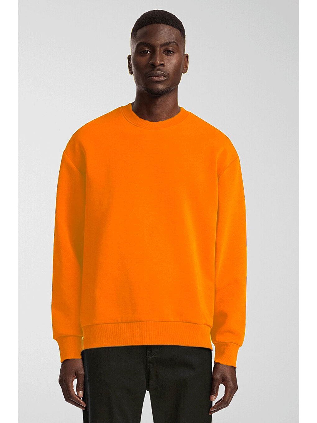 Turuncu Erkek Bisiklet Yaka Regular Fit 3 İplik İçi Polarlı Kalın Sweatshirt SPR25SW36