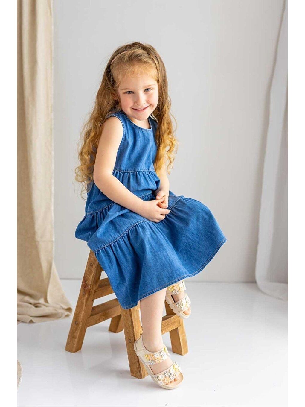 Mavi Kız Çocuk Jean Elbise