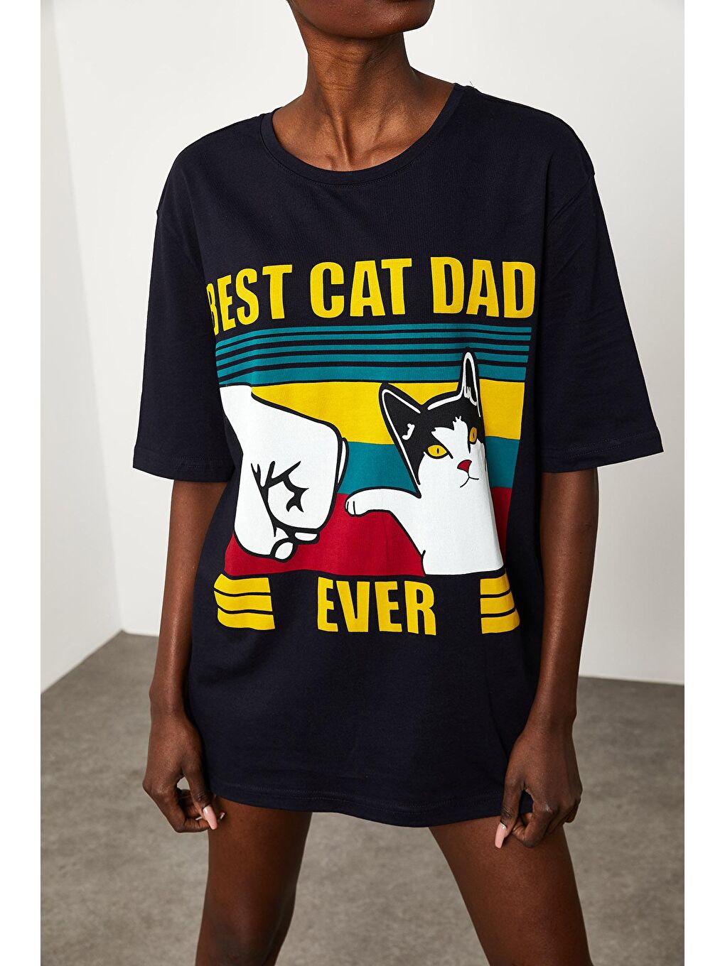 Siyah Baskılı Salaş Tişört 2KXK1-45672-02