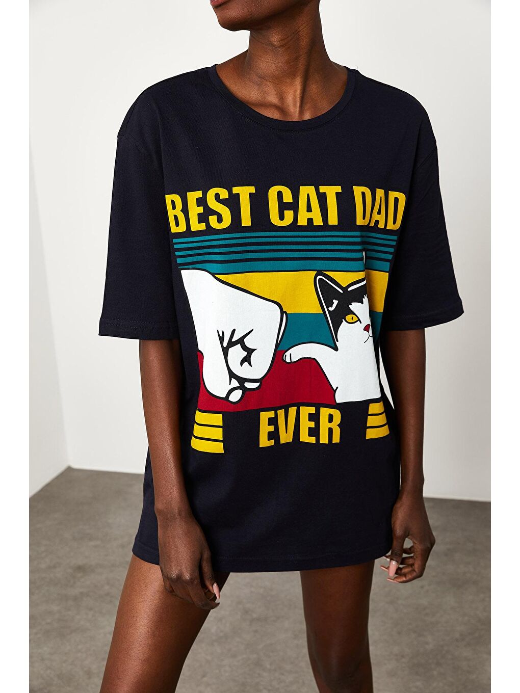 Siyah Baskılı Salaş Tişört 2KXK1-45672-02-1