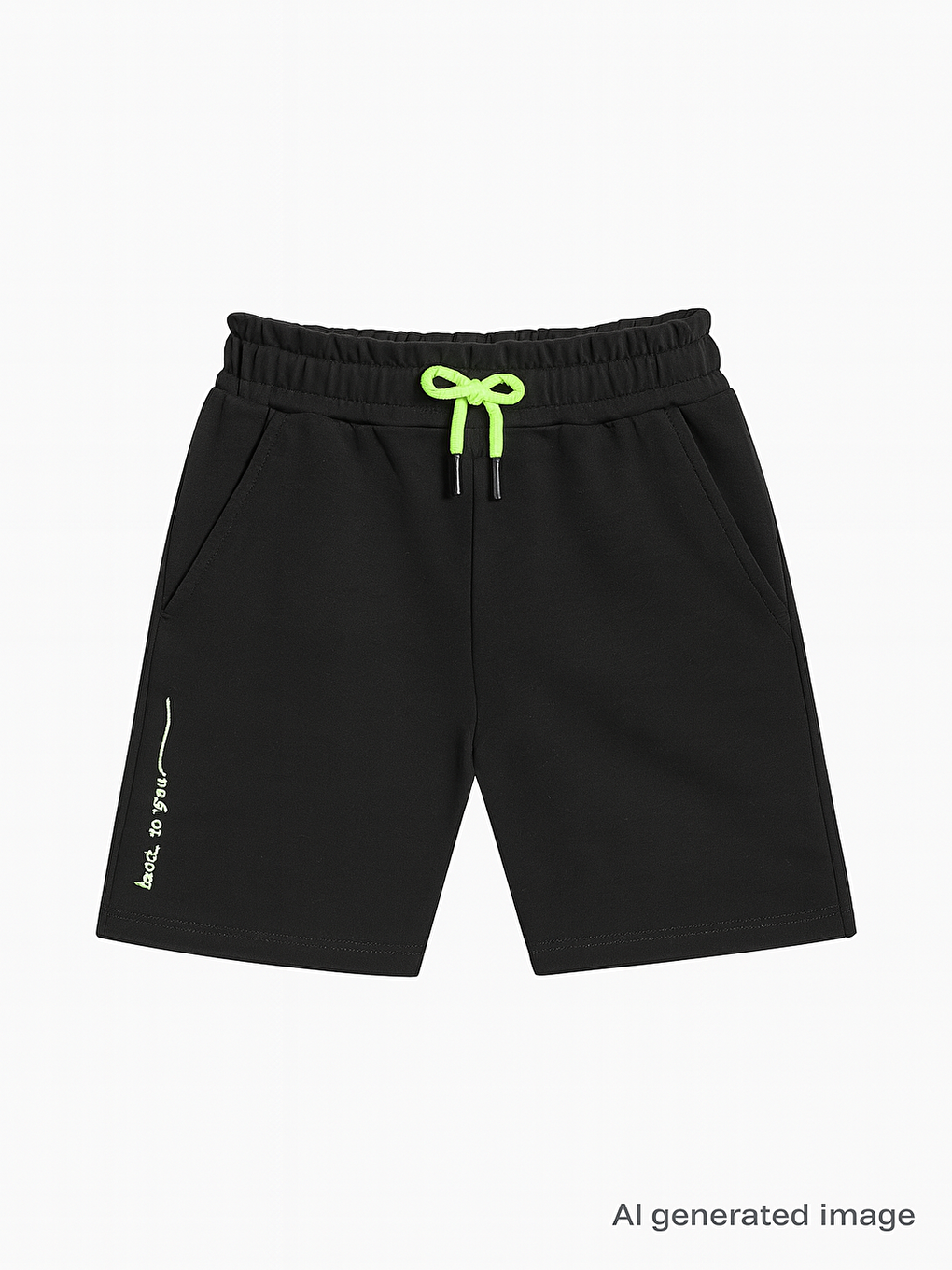 Siyah Kız Çocuk Back To You Nakışlı Şort