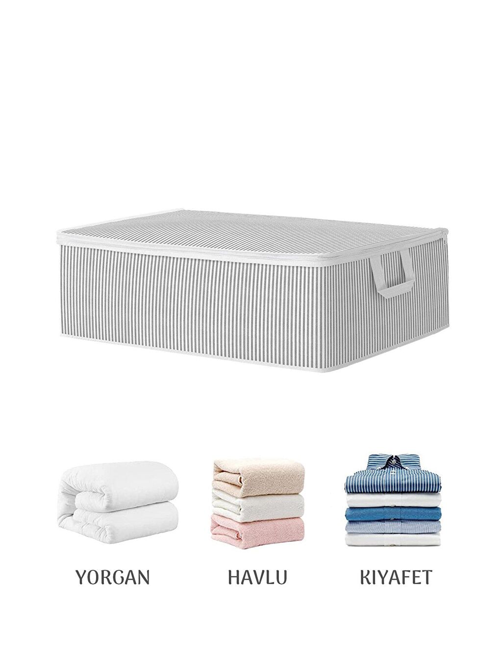 Gri 6'lı Çekyat Baza Tipi Yastık Kıyafet Saklama Hurcu 50 x 30 x 22 cm-1