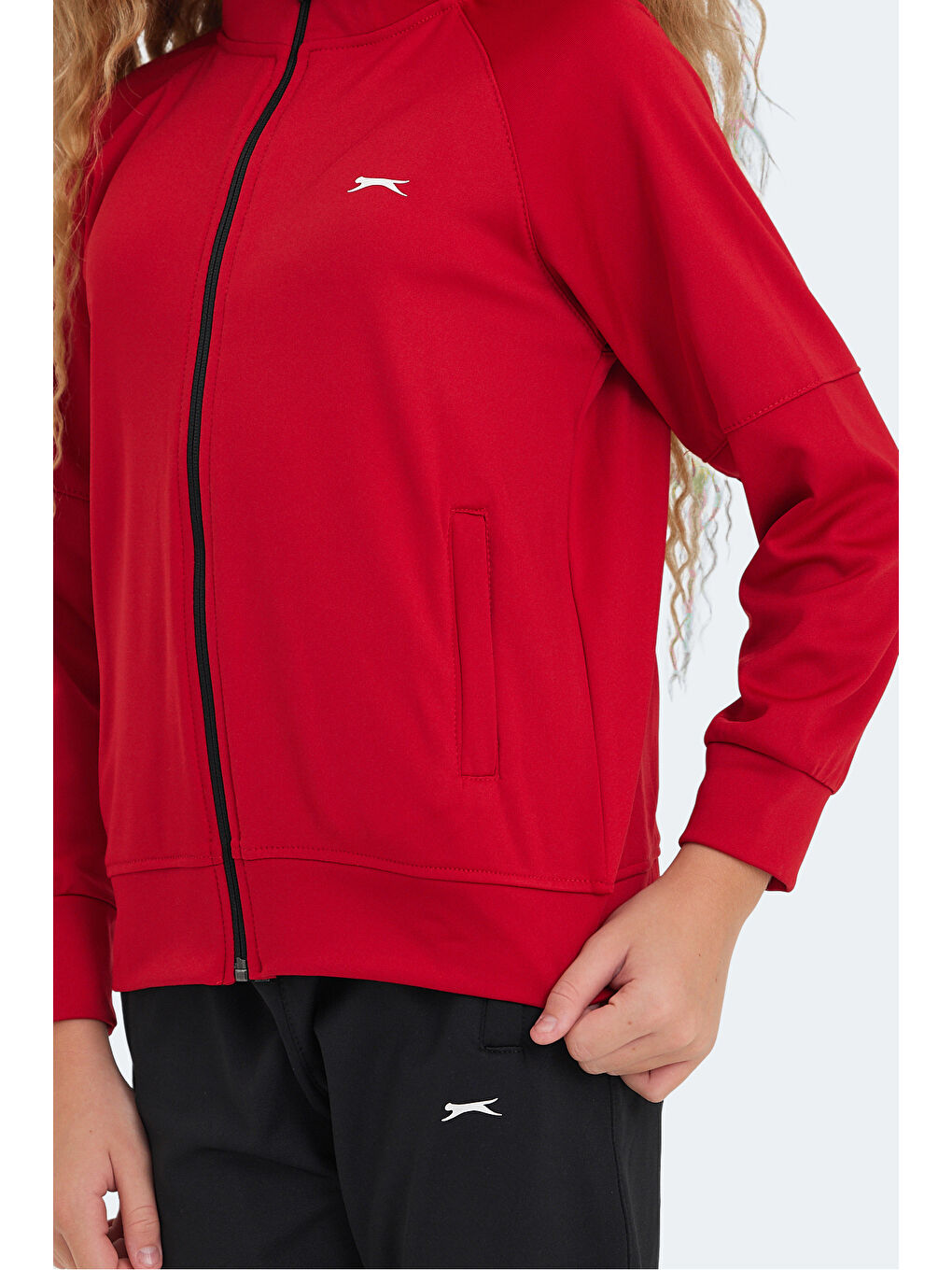 NEXT IN Unisex Çocuk Fermuarlı Dik Yaka Cepli Kırmızı Eşofman Takımı-4