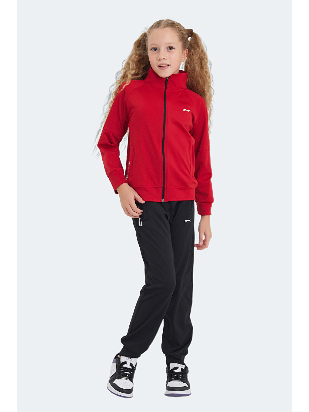 NEXT IN Unisex Çocuk Fermuarlı Dik Yaka Cepli Kırmızı Eşofman Takımı-6