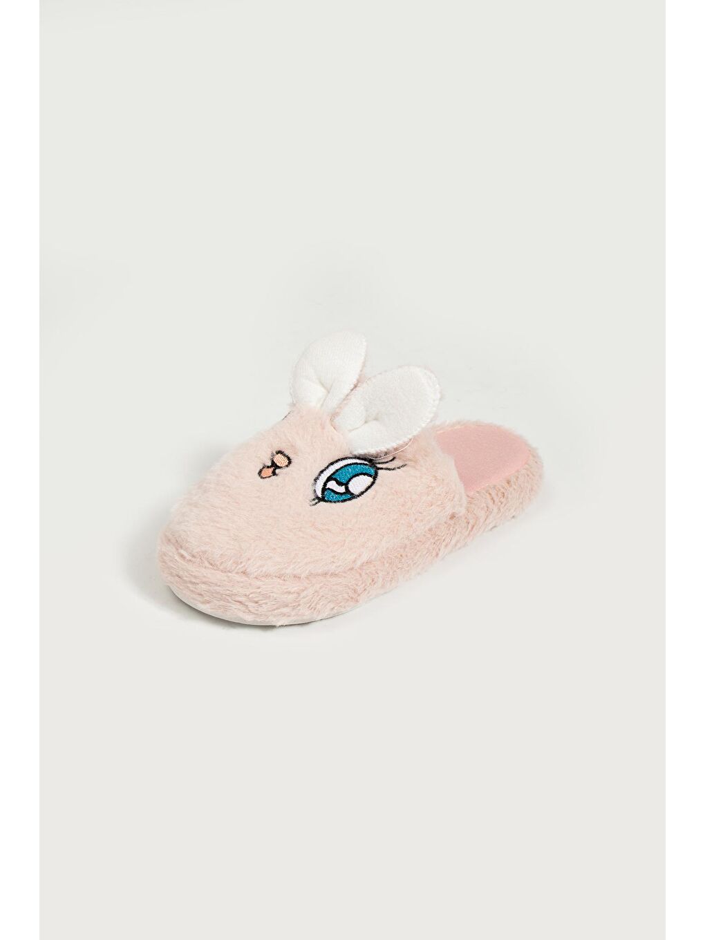 Pembe Sevimli Tavşan Önü Kapalı İçi Kürklü Termal Taban Kadın Ev Terliği P01-18-23Kl-4
