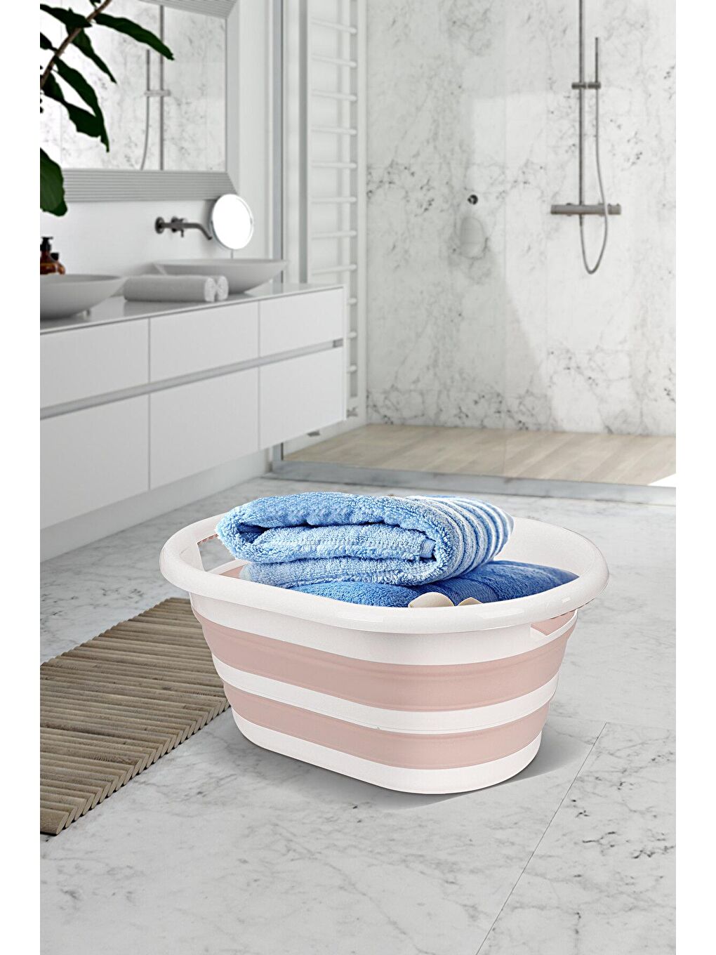 Pembe Katlanabilir Silikon Çamaşır Sepeti